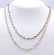 Lot of 2 Vintage Italian 925 sterling silver rope chain necklaces