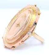 Antique 14kt yellow gold sheild ring with diamond accent