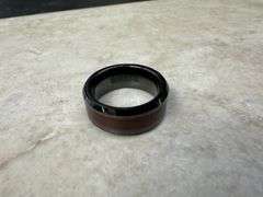 Men's Ceramic Simulated Burgundy Inlay Wedding Band Comfort Fit Ring Size 6