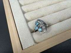 Sterling Silver Natural Gemstone Blue Topaz Ring Size 6