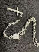 925 Sterling Silver Bead Chain Cross Rosary Necklace Catholic Jewelry
