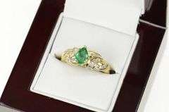 14K Yellow Gold 0.91 Ctw Natural Emerald Diamond Engagement Ring