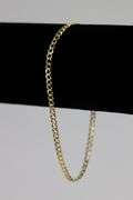 10k Yellow Gold Solid Pave Curb Link Chain 3.2mm Bracelet 8"