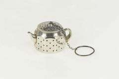 Sterling Silver Tea Pot Steeper Infuser Articulated Chain Ring
