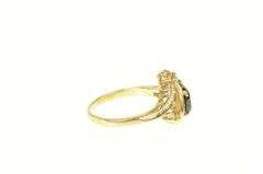 14K Yellow Gold Green Tourmaline Diamond Accent Leaf Ring