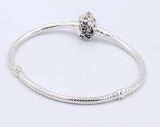 925 Sterling silver sparkling moon clasp snake chain bracelet