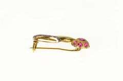 14K Yellow Gold Victorian Syn. Ruby Slipper Statement Pin/Brooch