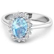 14KT White Gold 1.28ctw Aquamarine and Diamond Ring