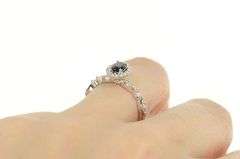 14K White Gold 0.85 Ctw Sapphire Diamond Halo Engagement Ring