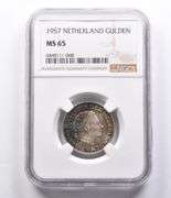 MS65 1957 Netherlands Gulden NGC Beautifully Toned