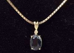Mesmerizing 14K Yellow Gold Blue Sapphire and Diamond Pendant Necklace