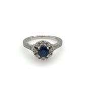 Blue Saphire and Diamond Ring
