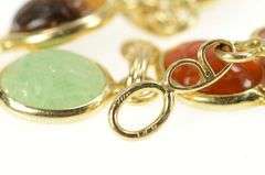 14K Yellow Gold Retro Egyptian Carved Scarab Chain Link Bracelet