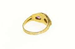 15K Yellow Gold Victorian Tourmaline Syn. Emerald Seed Pearl Ring