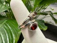 Sterling Silver Natural Gemstone Garnet Ring Size 6