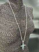 925 Sterling Silver Fashion Blue Synthetic Opal Cross Pendant Celtic Infinity Charm