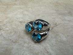 Sterling Silver Natural Gemstone Blue Topaz Ring Size 6