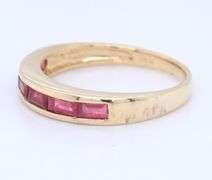14kt Yellow gold baguette ruby band
