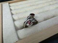 Sterling Silver Natural Gemstone Garnet Ring Size 6