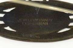 Sterling Silver Ornate Turquoise Marquise FT Sheridan Pin/Brooch