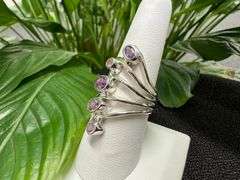 Sterling Silver Natural Gemstone Amethyst Ring Size 8