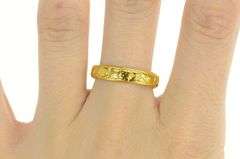 22K Yellow Gold Ornate Chinese Character Fortune Wrap Band Ring
