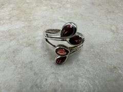 Sterling Silver Gemstone Natural Garnet Ring Size 7