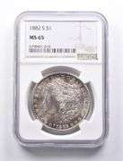 MS65 1882-S Morgan Silver Dollar NGC Beautifully Toned