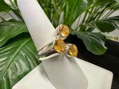 Sterling Silver Natural Gemstone Citrine Ring Size 10