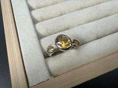 Sterling Silver Natural Gemstone Citrine Ring Size 6
