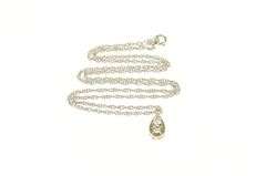 14K White Gold 1940's 0.42 Ctw Pear Tear Drop Rolling Chain Necklace