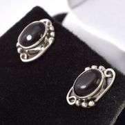 Sterling Silver Black Onyx Stud Earrings