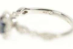 14K White Gold 0.85 Ctw Sapphire Diamond Halo Engagement Ring