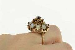 14K Yellow Gold 1960's Garnet Opal Ornate Domed Cocktail Ring
