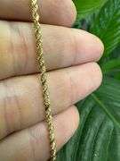 10k Yellow Gold-Hollow Diamond-Cut Rope Chain 2mm Necklace 22"