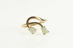 10K Yellow Gold Pearl Natural Opal Retro Curvy Freeform Ring
