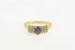 14K Yellow Gold Oval Sapphire Diamond Cluster Engagement Ring