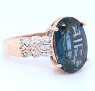14kt Rose gold Lance Fischer 4.50ct London blue topaz and diamond ring