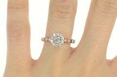14K Rose Gold 0.75 Ctw Round Diamond Halo Engagement Ring
