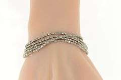 18K White Gold 9.10 Ctw Layered Diamond Five Tiered Tennis Bracelet