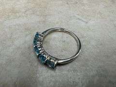 Sterling Silver Natural Gemstone Blue Topaz Ring Size 7