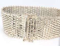 925 Sterling silver wide silver link bracelet