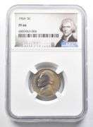 PF66 1964 Jefferson Nickel NGC Beautifully Toned