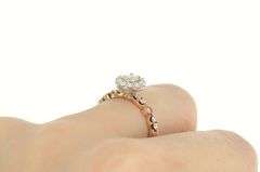 14K Rose Gold 0.75 Ctw Round Diamond Halo Engagement Ring