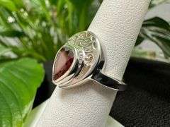 Sterling Silver Gemstone Natural Garnet Ring Size 6