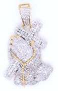 10kt Yellow gold diamond praying pendant