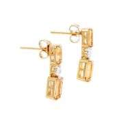 18 Kt Yellow Gold Plate 3.5 Ct Natural Citrine and Diamond  Earrings