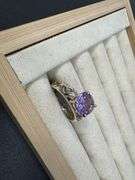 Sterling Silver Natural Gemstone Amethyst Ring Size 10