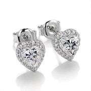 Beautiful Matching 14 Kt Tri-Layered White Gold Heart Cut Fire Moissanite Earrings