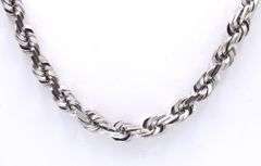 Heavy 14kt white gold rope chain necklace